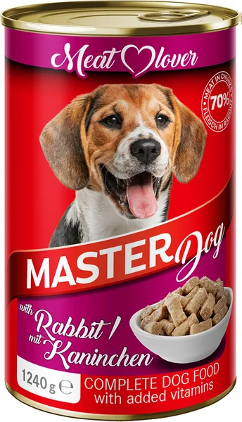 MASTER CANNED DOG FOOD WITH RABBIT MEAT 1240GRX6 TIN IN CTN